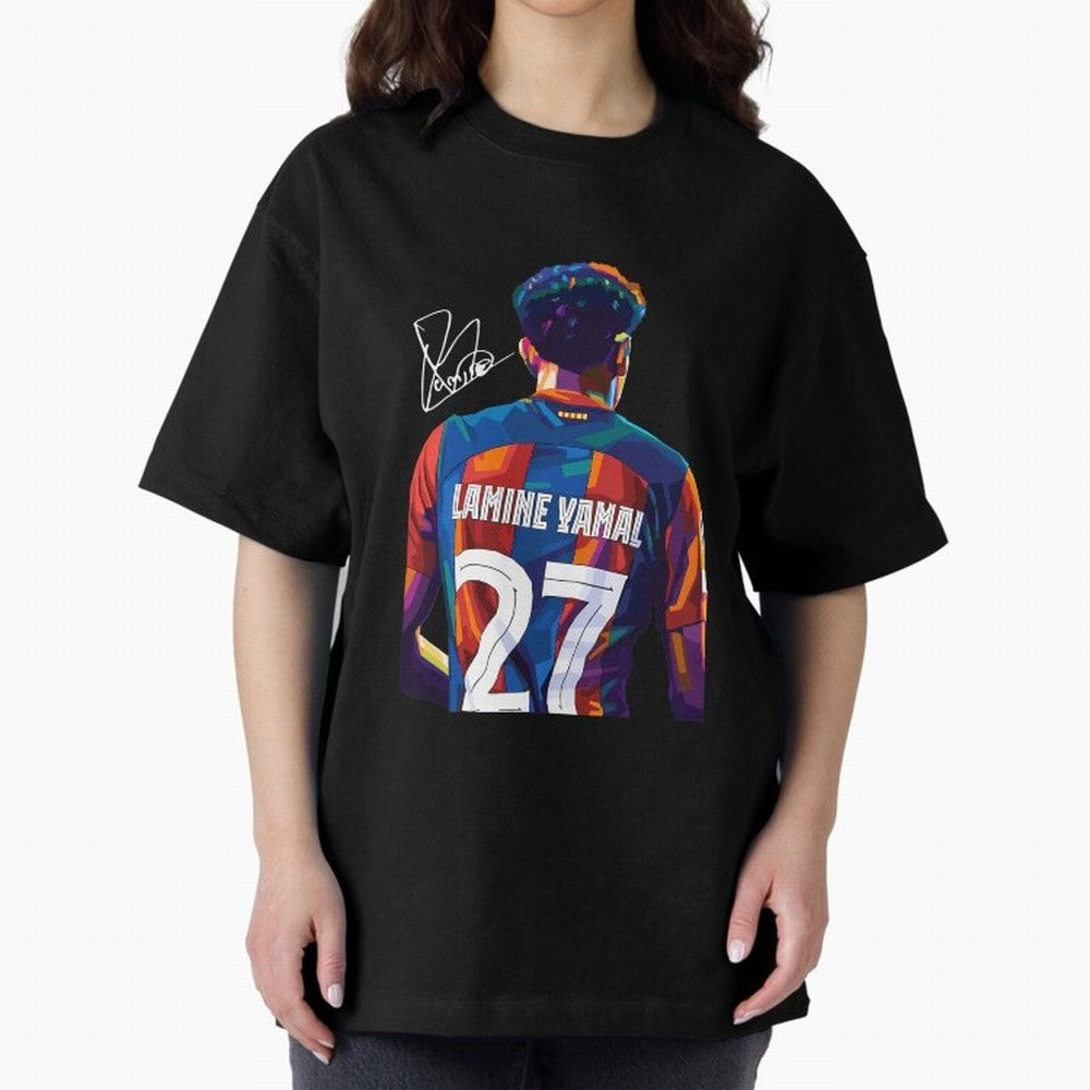 Lamine Yamal Football Player Oversized T-Shirt Carry the Colors and Pride of Match Day Hype around FIFA World Cup 2026, Neymar, Argentina and Brazil, Championship Spirit, Famous Goals, Roaring Crowds and International Football Unity; Made for Die