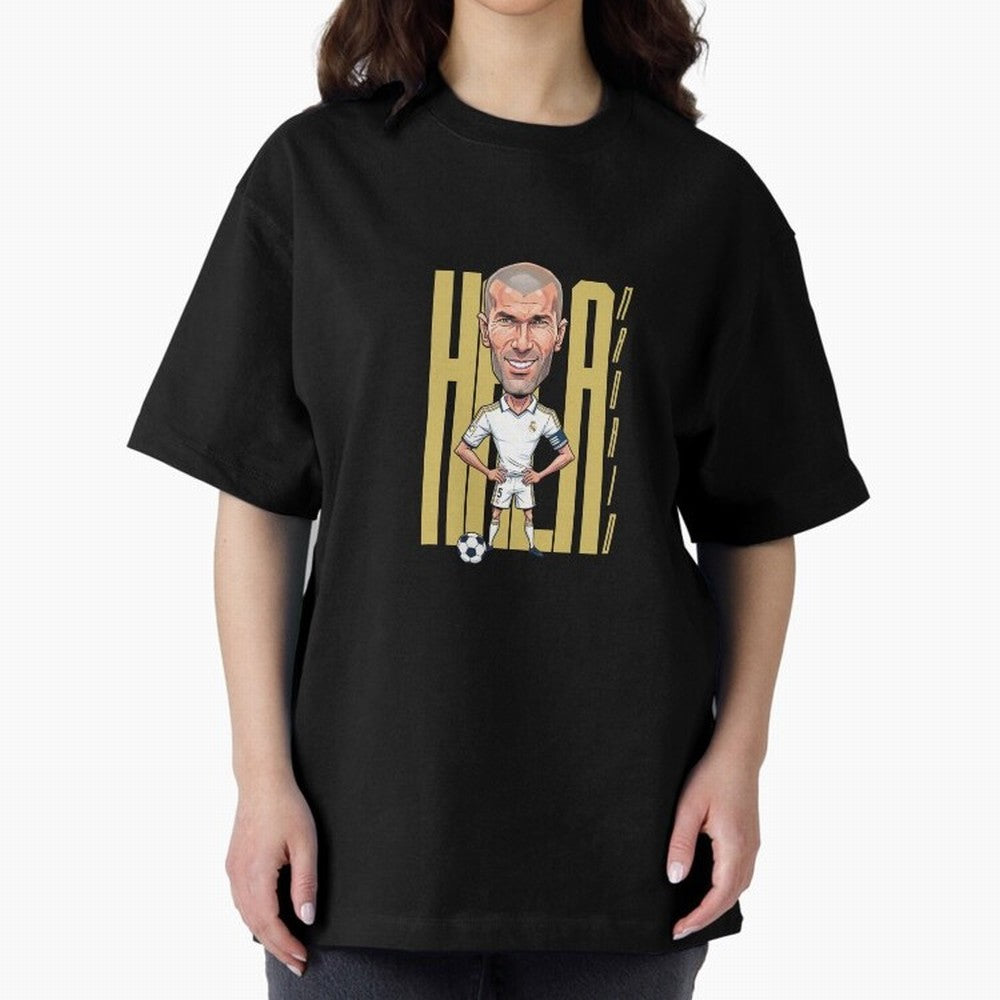 Caricature of Zin¨¦dine Zidane Hala Madrid Oversized T-Shirt Elevate Match Day Hype around FIFA World Cup 2026, Mbappe and Neymar, Portugal, Spain and Germany, Worldwide Fan Energy, Dramatic Goals, Stadium Lights and Championship Celebrations;