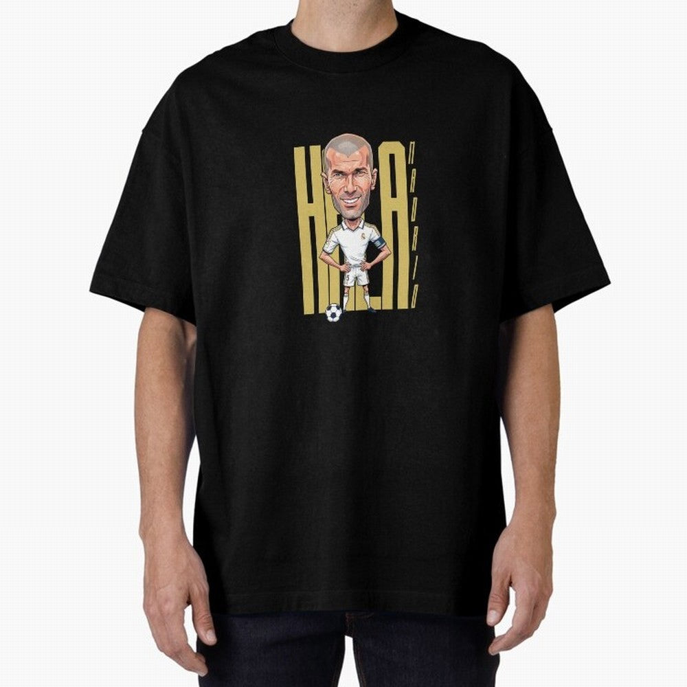 Caricature of Zin¨¦dine Zidane Hala Madrid Oversized T-Shirt Elevate Match Day Hype around FIFA World Cup 2026, Mbappe and Neymar, Portugal, Spain and Germany, Worldwide Fan Energy, Dramatic Goals, Stadium Lights and Championship Celebrations;