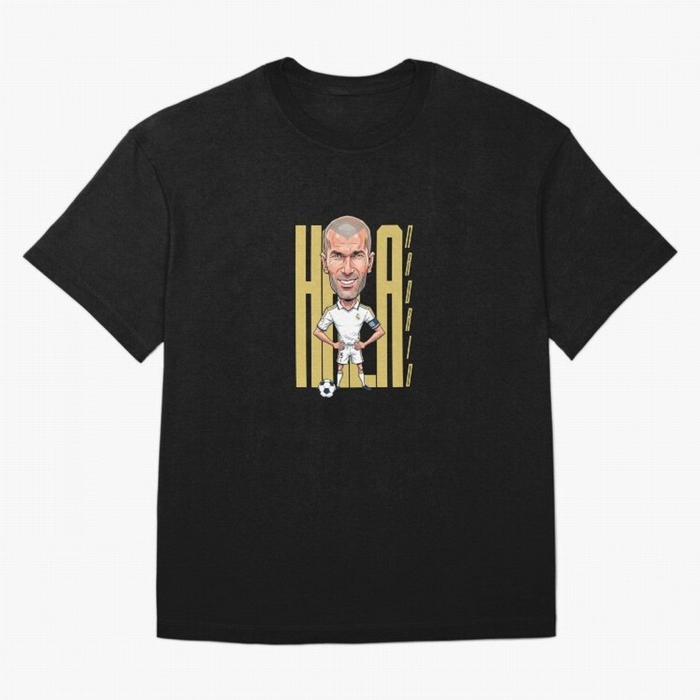 Caricature of Zin¨¦dine Zidane Hala Madrid Oversized T-Shirt Elevate Match Day Hype around FIFA World Cup 2026, Mbappe and Neymar, Portugal, Spain and Germany, Worldwide Fan Energy, Dramatic Goals, Stadium Lights and Championship Celebrations;
