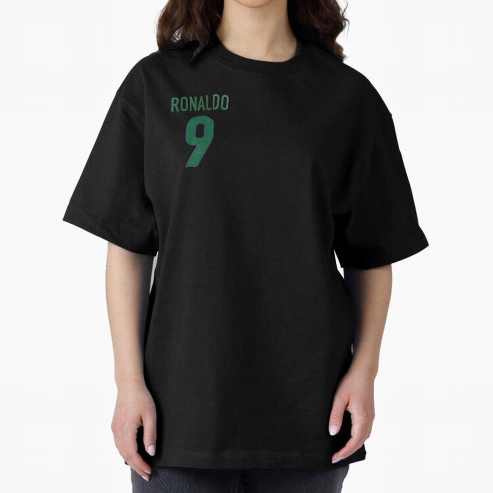 Ronaldo 9 Brazil Back of the shirt Oversized T-Shirt Bring a Vintage Feel to Global Football Passion for FIFA World Cup 2026 Group Stage, Driven by Mbappe and Neymar, Argentina and Brazil, Championship Spirit, Famous Goals, Roaring Crowds and