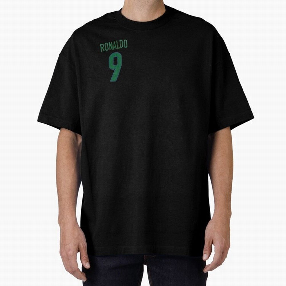 Ronaldo 9 Brazil Back of the shirt Oversized T-Shirt Bring a Vintage Feel to Global Football Passion for FIFA World Cup 2026 Group Stage, Driven by Mbappe and Neymar, Argentina and Brazil, Championship Spirit, Famous Goals, Roaring Crowds and