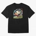 Soccer Ball in Fight Oversized T-Shirt Show Fan Pride Across FIFA World Cup 2026 Spirit, Capturing England, Haaland, Vintage Soccer Flavor, Modern Football Stars, National Flags and Final Night Emotion; Ideal for Passionate Fans Who Love Underdog