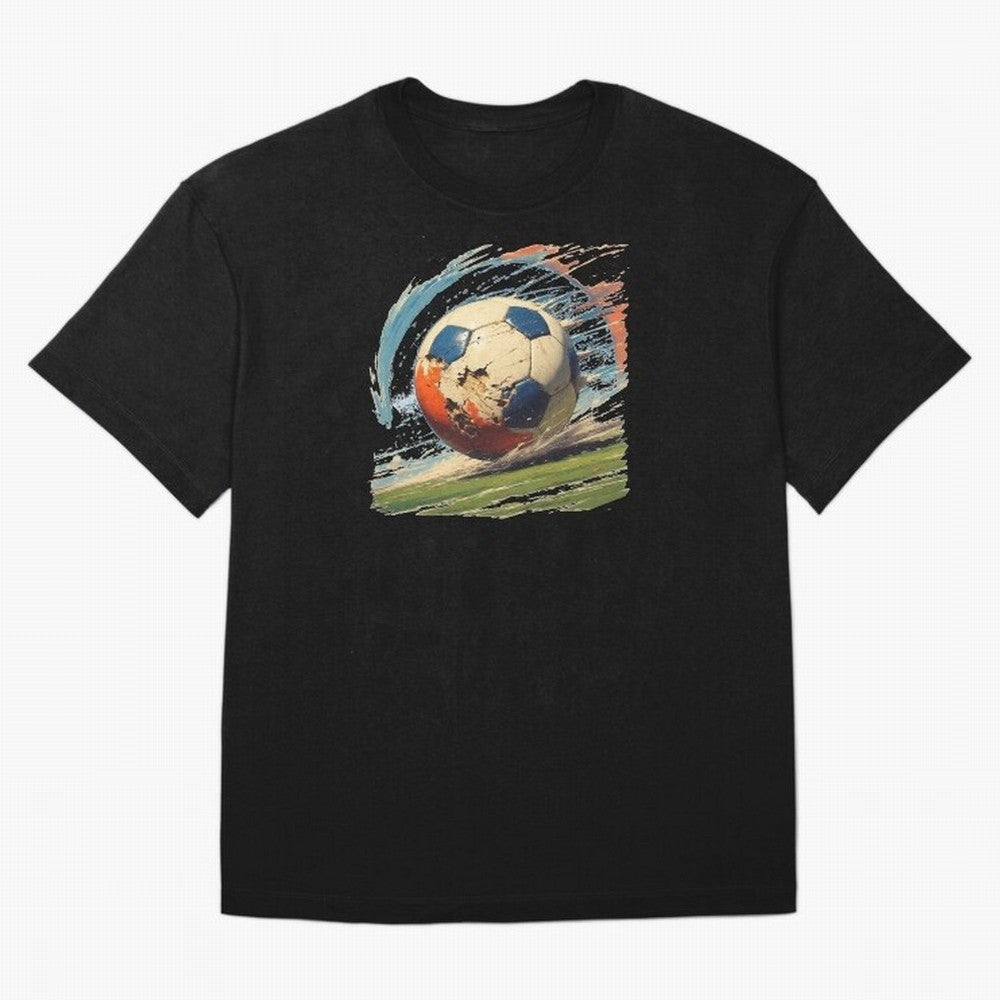 Soccer Ball in Fight Oversized T-Shirt Show Fan Pride Across FIFA World Cup 2026 Spirit, Capturing England, Haaland, Vintage Soccer Flavor, Modern Football Stars, National Flags and Final Night Emotion; Ideal for Passionate Fans Who Love Underdog