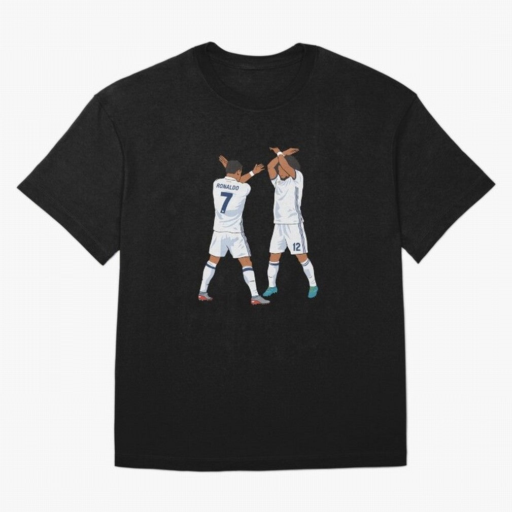 Ronaldo Madrid Celebration Duo Oversized T-Shirt Relive Legendary Nights from FIFA World Cup 2026 for Fans of Cristiano Ronaldo and Brazil, Portugal and Argentina, Bringing Sports Nostalgia, International Competition, Famous Players and
