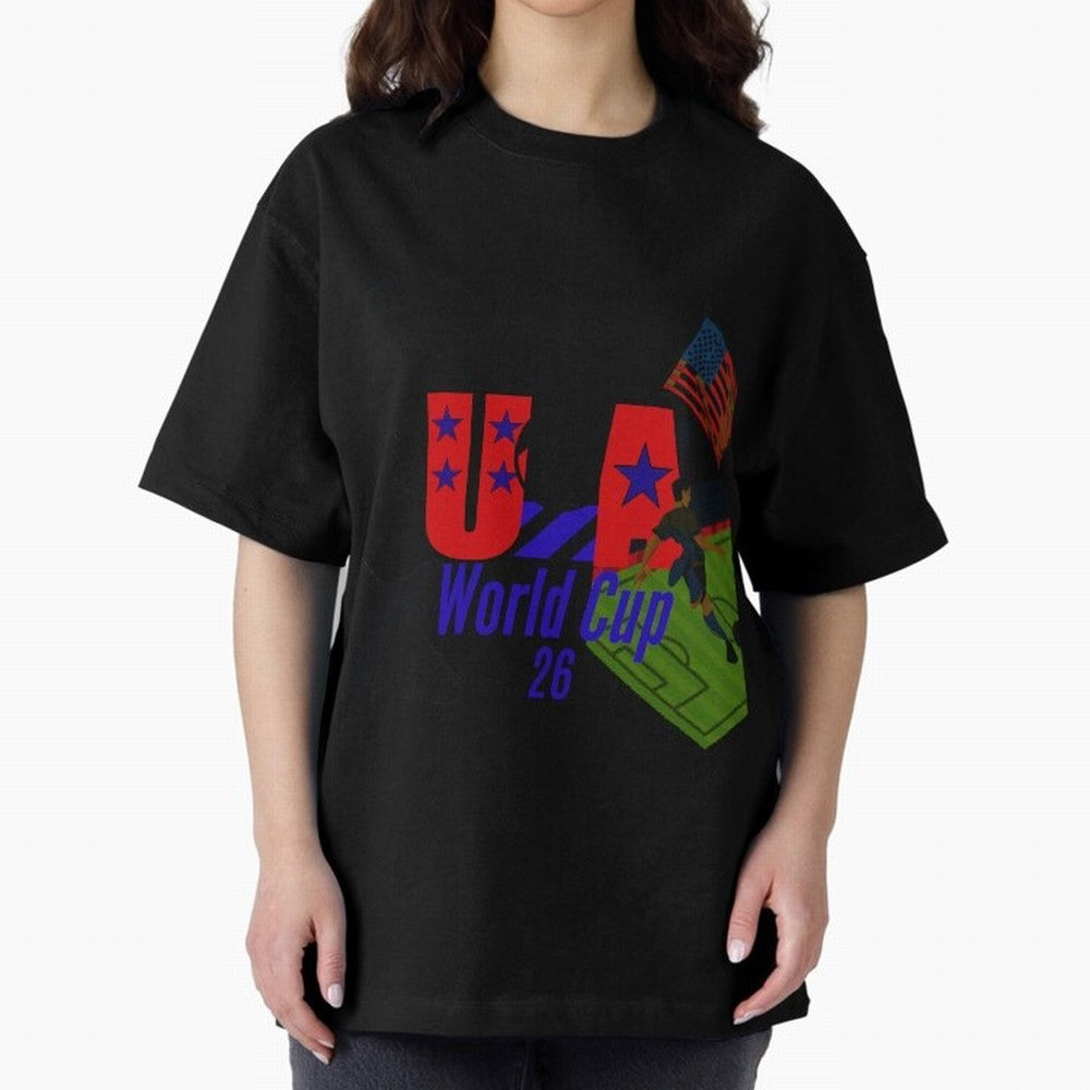 usa world cup 26 Oversized T-Shirt Keep the Match Day Mood of FIFA World Cup 2026 Group Stage for Fans of Messi and France, Bringing Sports Nostalgia, International Competition, Famous Players and Unforgettable Victories; Created for Match Day