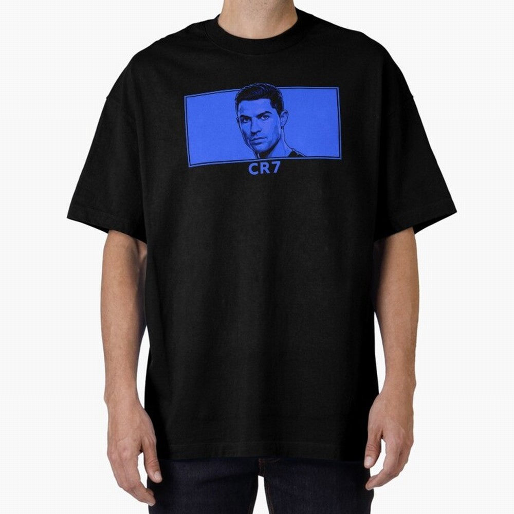 Ronaldo CR7 Blue Vector Portrait - Pop Comic Oversized T-Shirt Bring Match Day Fire to the FIFA World Cup 2026 Journey through Cristiano Ronaldo, Haaland and CR7 Highlights, Portugal Pride, Stadium Chants, National Pride, Trophy Dreams and