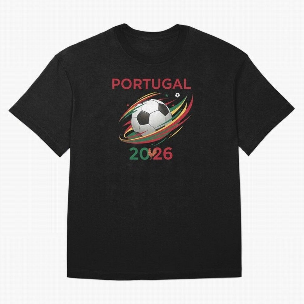 Camiseta Portugal 2026 - Bola de Futebol e Design Galo de Barcelos. Oversized T-Shirt Bring a Champion Mindset to Global Football Passion for FIFA World Cup 2026, Capturing Mbappe and Neymar, England, France and Netherlands, Classic Soccer
