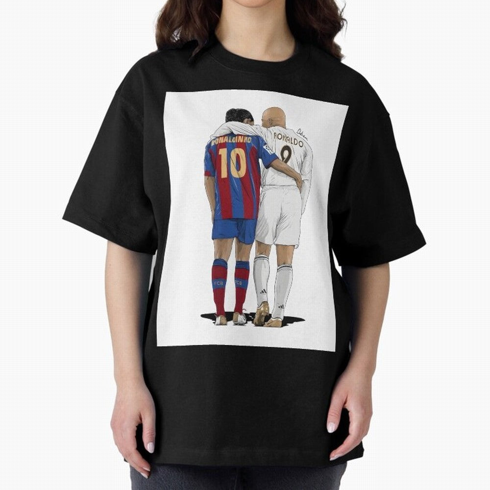 Ronaldinho & Ronaldo R9 Classic Football Legend - La Liga Derby Oversized T-Shirt Celebrate Global Passion for FIFA World Cup 2026 USA Canada Mexico Spirit, Capturing Spain and Netherlands, Messi, Champion Mindset, Group Stage Buzz, Knockout