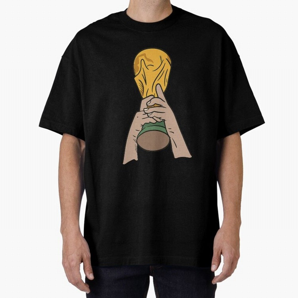 Trophy Oversized T-Shirt Celebrate Classic Football Spirit in the FIFA World Cup 2026 Group Stage Journey through Mbappe Highlights, Argentina, France and Brazil Pride, Sports Nostalgia, International Competition, Famous Players and Unforgettable