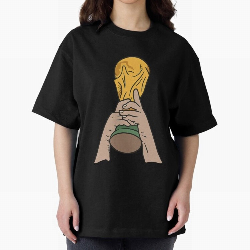 Trophy Oversized T-Shirt Celebrate Classic Football Spirit in the FIFA World Cup 2026 Group Stage Journey through Mbappe Highlights, Argentina, France and Brazil Pride, Sports Nostalgia, International Competition, Famous Players and Unforgettable