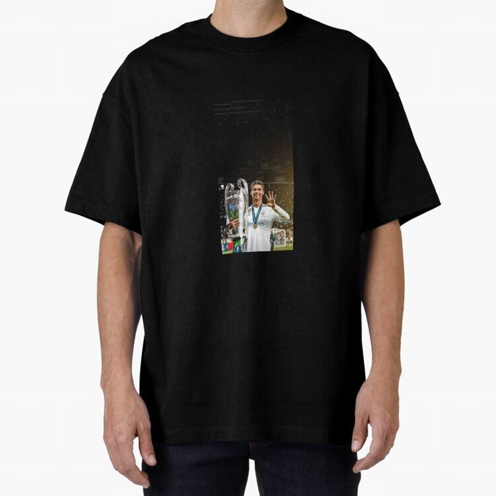 Ronaldo Oversized T-Shirt Represent Football Lovers during Global Football Passion for FIFA World Cup 2026, Capturing Messi, Brazil, Portugal and Argentina, Championship Spirit, Famous Goals, Roaring Crowds and International Football Unity; Ideal