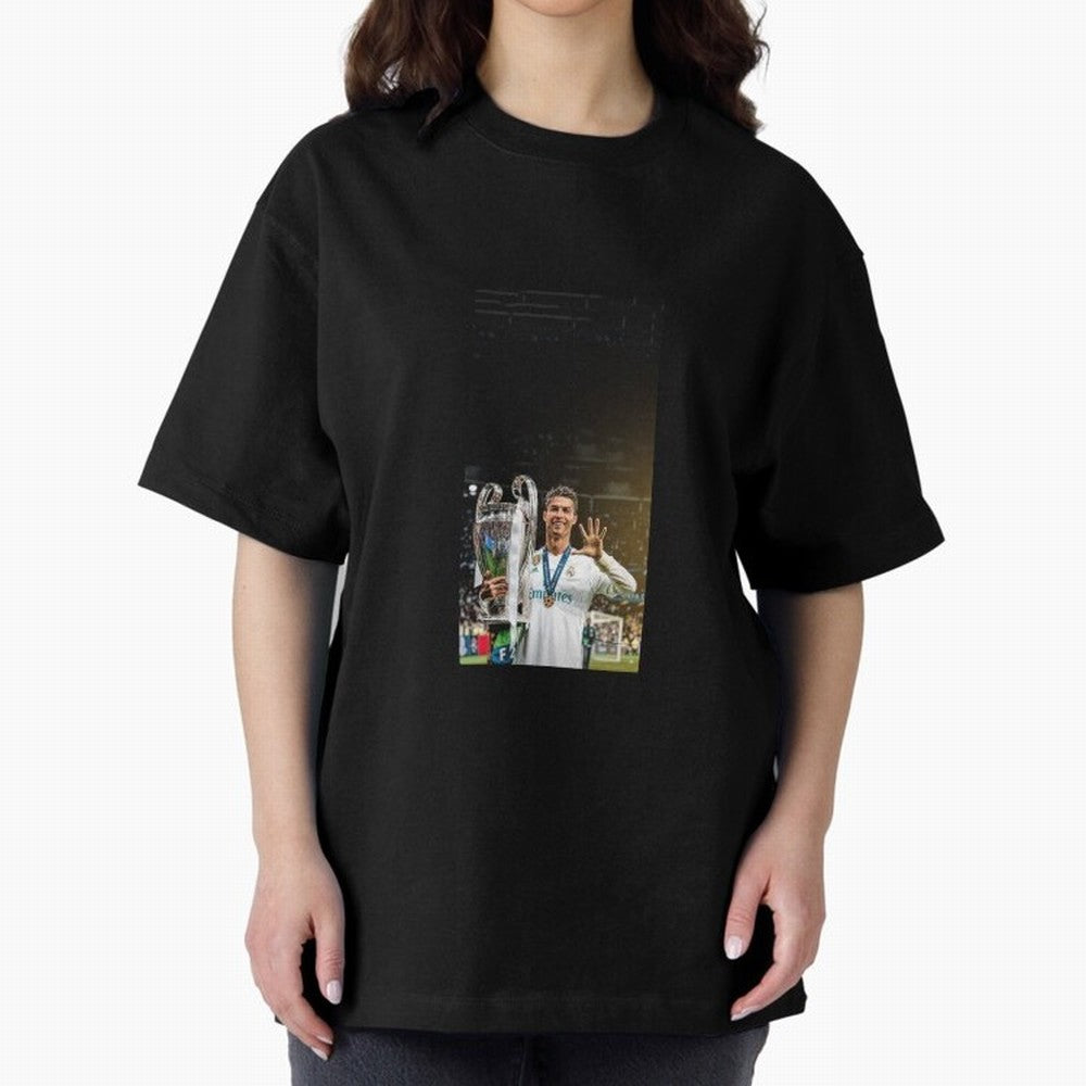 Ronaldo Oversized T-Shirt Represent Football Lovers during Global Football Passion for FIFA World Cup 2026, Capturing Messi, Brazil, Portugal and Argentina, Championship Spirit, Famous Goals, Roaring Crowds and International Football Unity; Ideal