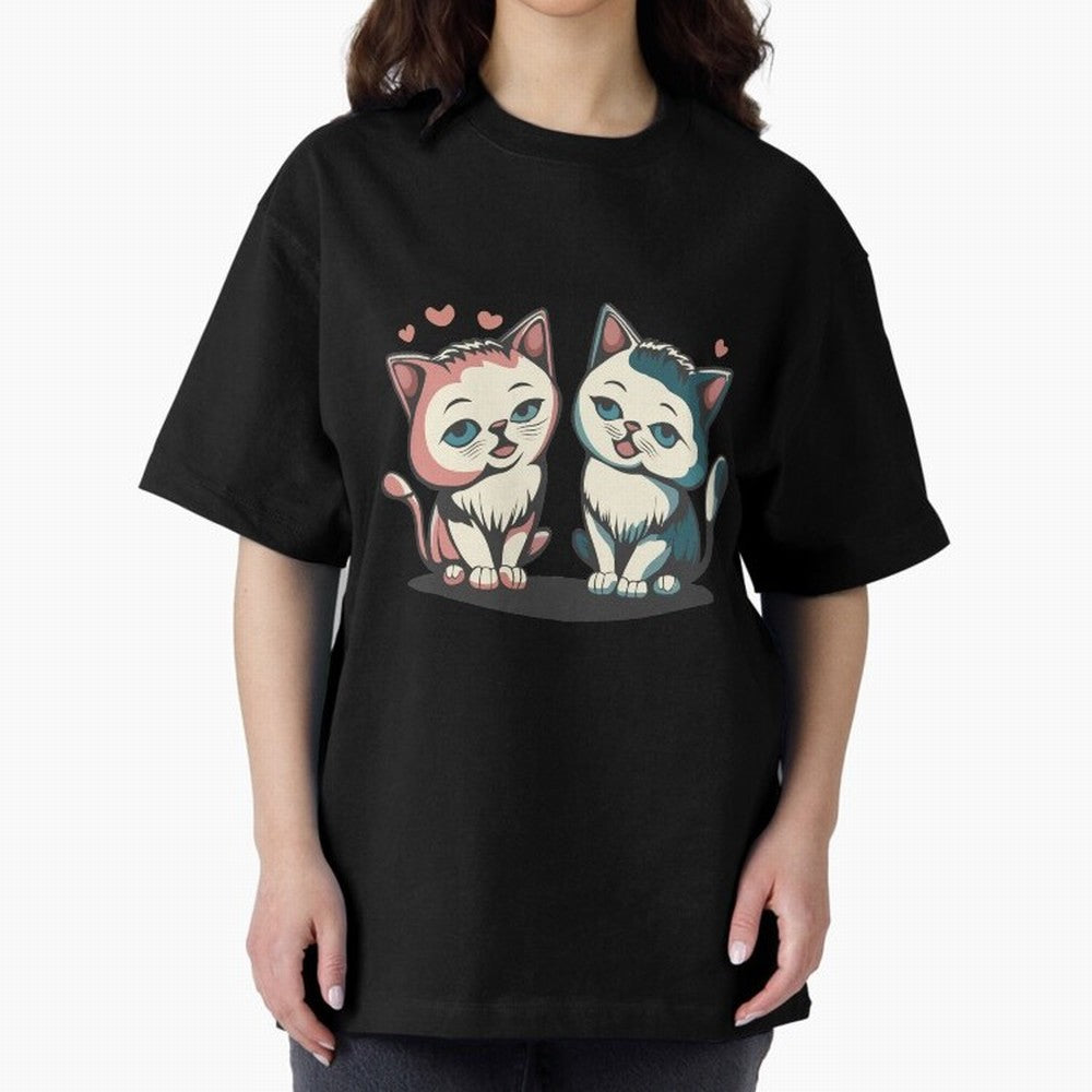 Two Funny Cats with Ronaldo Vibes ¨C Cute Football & Animal Art Oversized T-Shirt Stand Out with Spirit from Match Day Hype around FIFA World Cup 2026 Group Stage, Messi, CR7 and Mbappe, England, Match Day Excitement, Supporter Culture, Golden