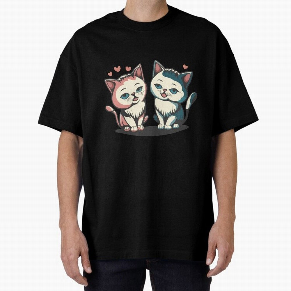 Two Funny Cats with Ronaldo Vibes ¨C Cute Football & Animal Art Oversized T-Shirt Stand Out with Spirit from Match Day Hype around FIFA World Cup 2026 Group Stage, Messi, CR7 and Mbappe, England, Match Day Excitement, Supporter Culture, Golden
