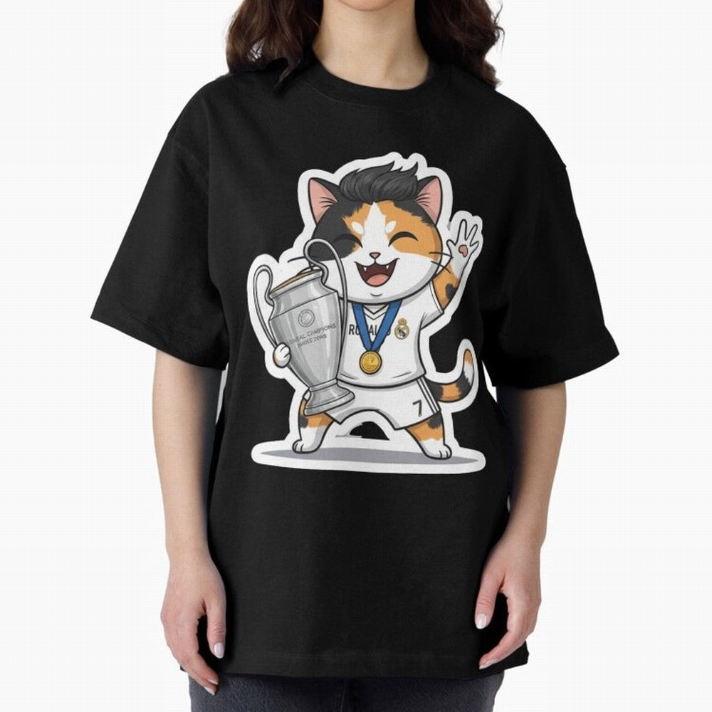 Kitten - Ucl Tittle | Ronaldo Oversized T-Shirt Show Your Love for Global Football Passion for FIFA World Cup 2026 USA Canada Mexico, Capturing CR7 and Messi, England and Germany, Vintage Soccer Flavor, Modern Football Stars, National Flags and