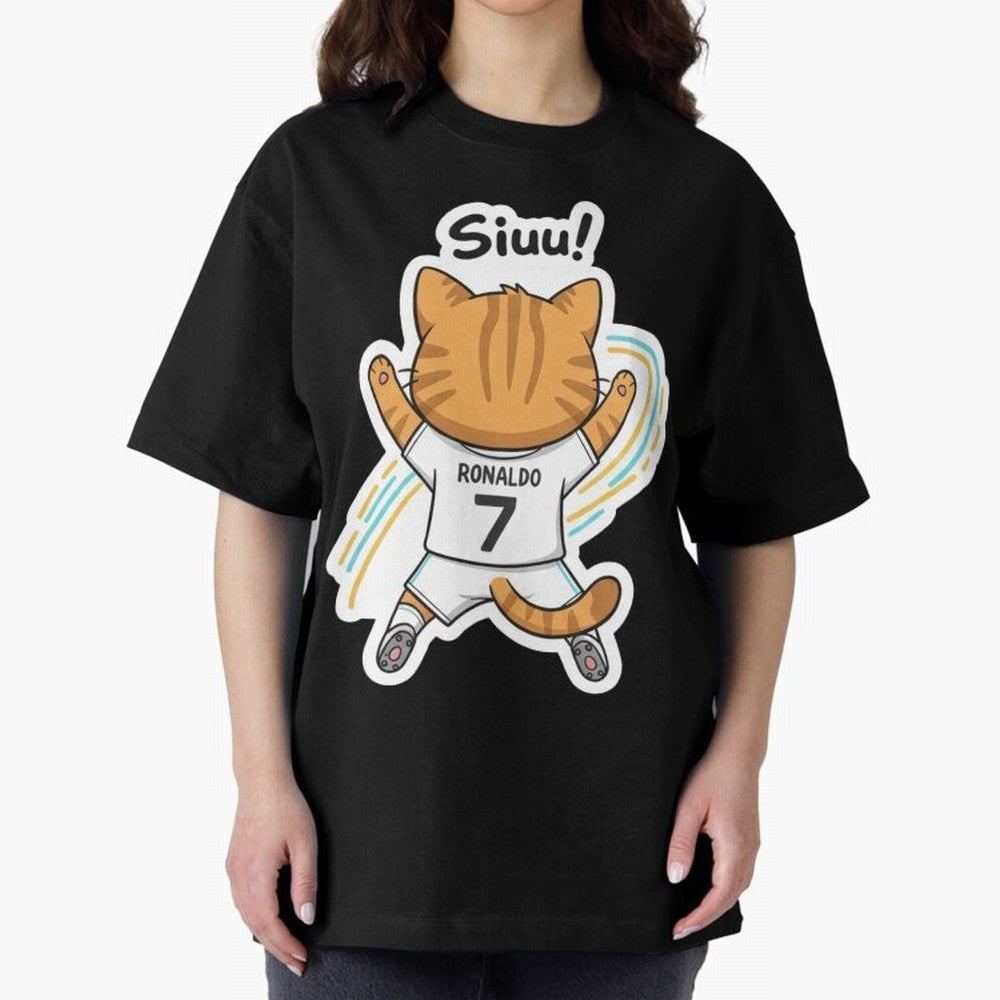 Kitten - Funny Siuuu Celebration Cat Meme | Ronaldo Oversized T-Shirt Cheer through Every Moment of Global Football Passion for FIFA World Cup 2026 USA Canada Mexico, Made for Haaland and Mbappe, Spain and Netherlands, Football Festival Excitement,