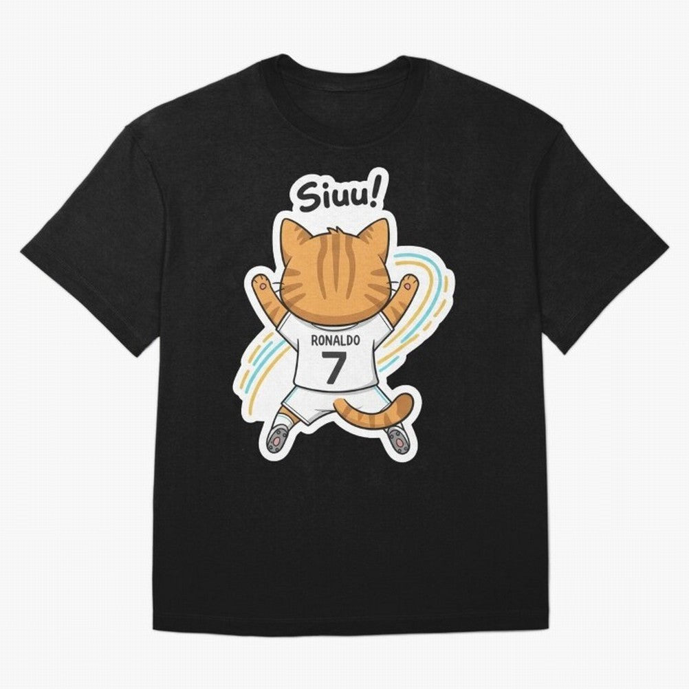 Kitten - Funny Siuuu Celebration Cat Meme | Ronaldo Oversized T-Shirt Cheer through Every Moment of Global Football Passion for FIFA World Cup 2026 USA Canada Mexico, Made for Haaland and Mbappe, Spain and Netherlands, Football Festival Excitement,