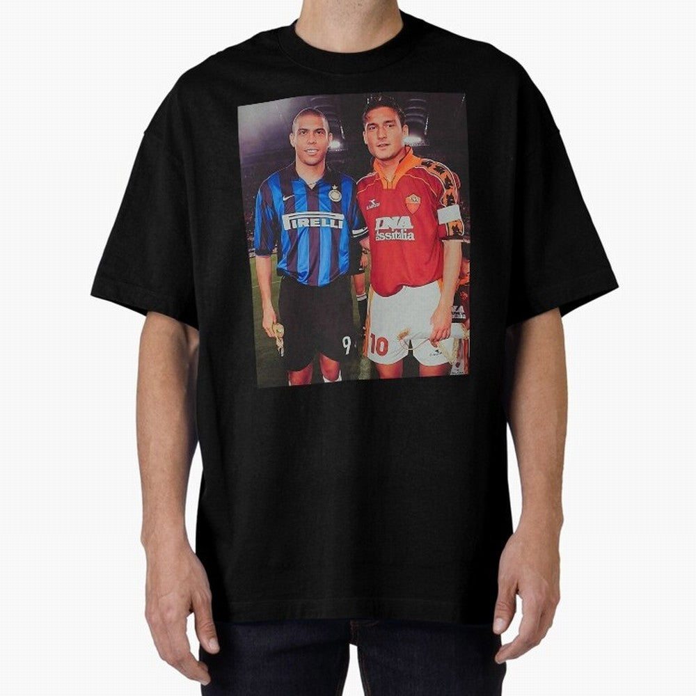 Clash of Class. Francesco Totti and Ronaldo Nazario sometime in the 90s. Oversized T-Shirt Step into FIFA World Cup 2026 USA Canada Mexico for Fans of Mbappe and England, Bringing Goal Celebration Energy, Supporter Heritage, Football Icons and