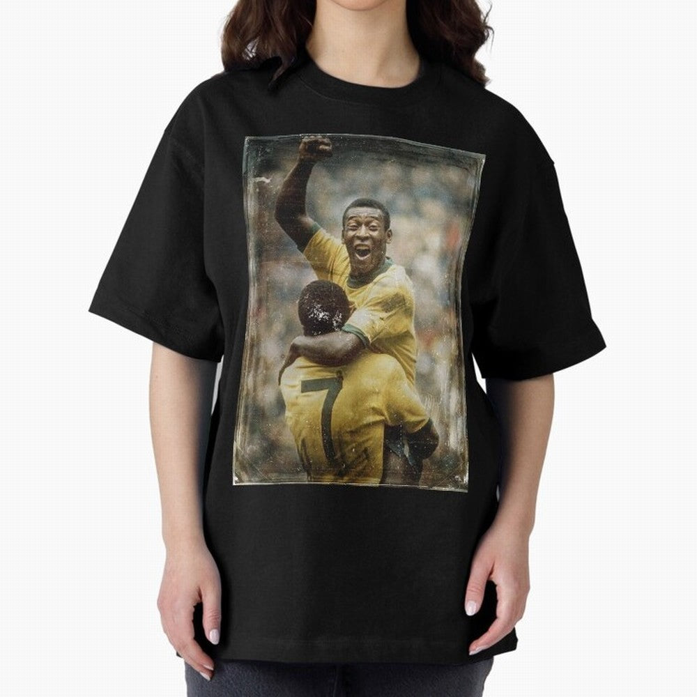 Pele Celebration Vintage Oversized T-Shirt Honor the Football Icons of Match Day Hype around FIFA World Cup 2026 Group Stage, CR7 and Messi, Argentina and Brazil, Supporter Pride, Iconic Celebrations, Legendary Names and Global Match Day Energy;
