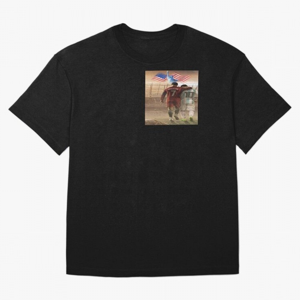 Ronaldo & messi 7_10 football USA sports top quality redbubble Oversized T-Shirt Show Your Stadium Side during the FIFA World Cup 2026 Journey through Messi and Cristiano Ronaldo Highlights, Portugal, Spain and Germany Pride, Tournament Hype,