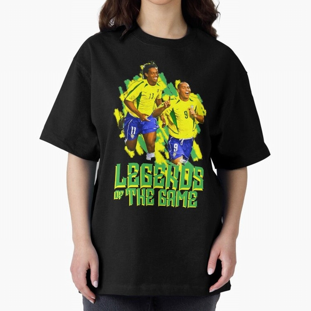 Ronaldinho and ronaldo brazil football print Oversized T-Shirt Keep the Legacy of FIFA World Cup 2026 for Fans of Neymar, Haaland and Cristiano Ronaldo and England, Bringing Football Passion, Legendary Performances, Festival Vibes and Supporter
