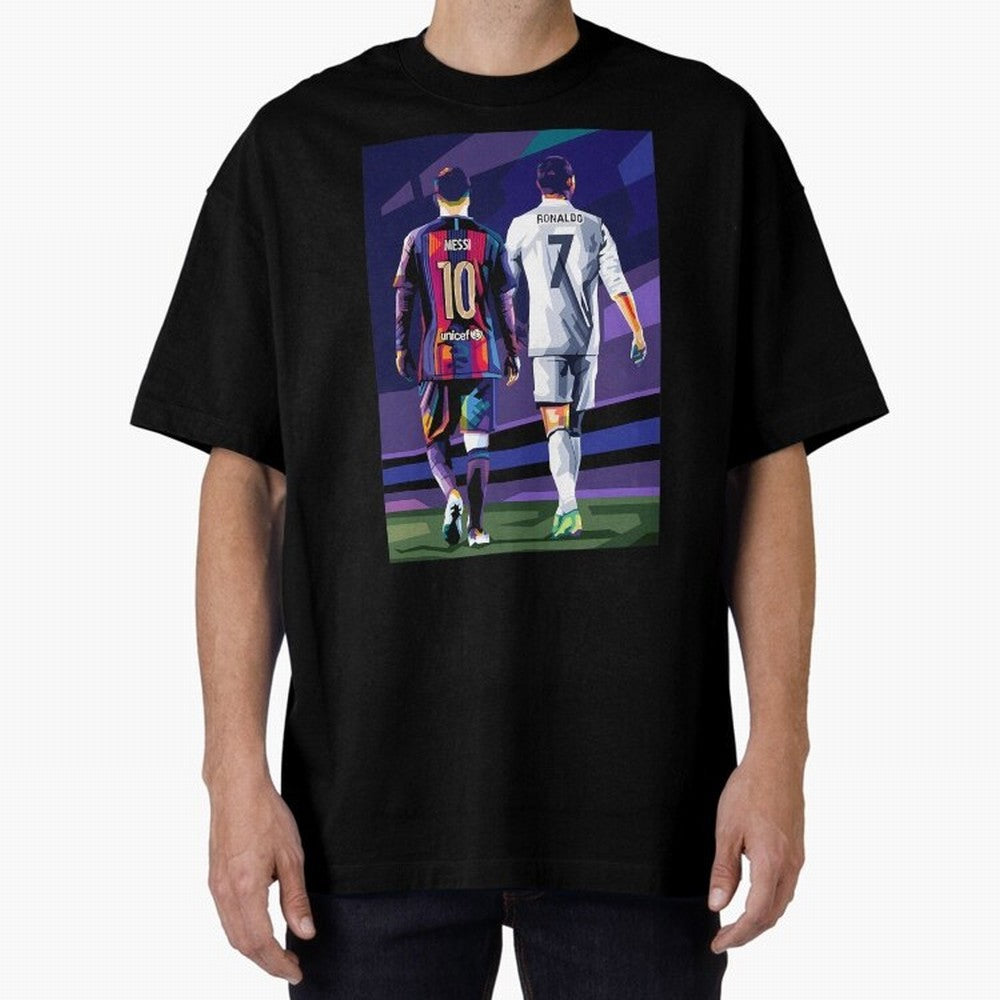 Ronaldo And Messi Oversized T-Shirt Step into Global Football Passion for FIFA World Cup 2026 USA Canada Mexico, Filled with Messi, Neymar and Mbappe, Spain, Football History, Final Match Energy, Crowd Noise and Once in a Lifetime Moments; Perfect