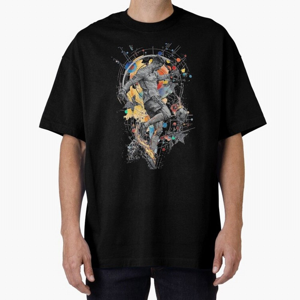 Cosmic Ronaldo Made of Star Stuff Artwork For Football Fans Gift For Soccer Enthusiasts Oversized T-Shirt Fuel Your Fan Pride for Global Football Passion for FIFA World Cup 2026 Group Stage, Driven by CR7, Portugal, Spain and Germany, Football