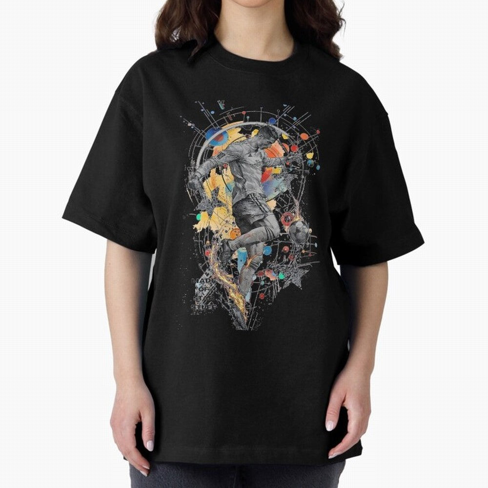 Cosmic Ronaldo Made of Star Stuff Artwork For Football Fans Gift For Soccer Enthusiasts Oversized T-Shirt Fuel Your Fan Pride for Global Football Passion for FIFA World Cup 2026 Group Stage, Driven by CR7, Portugal, Spain and Germany, Football