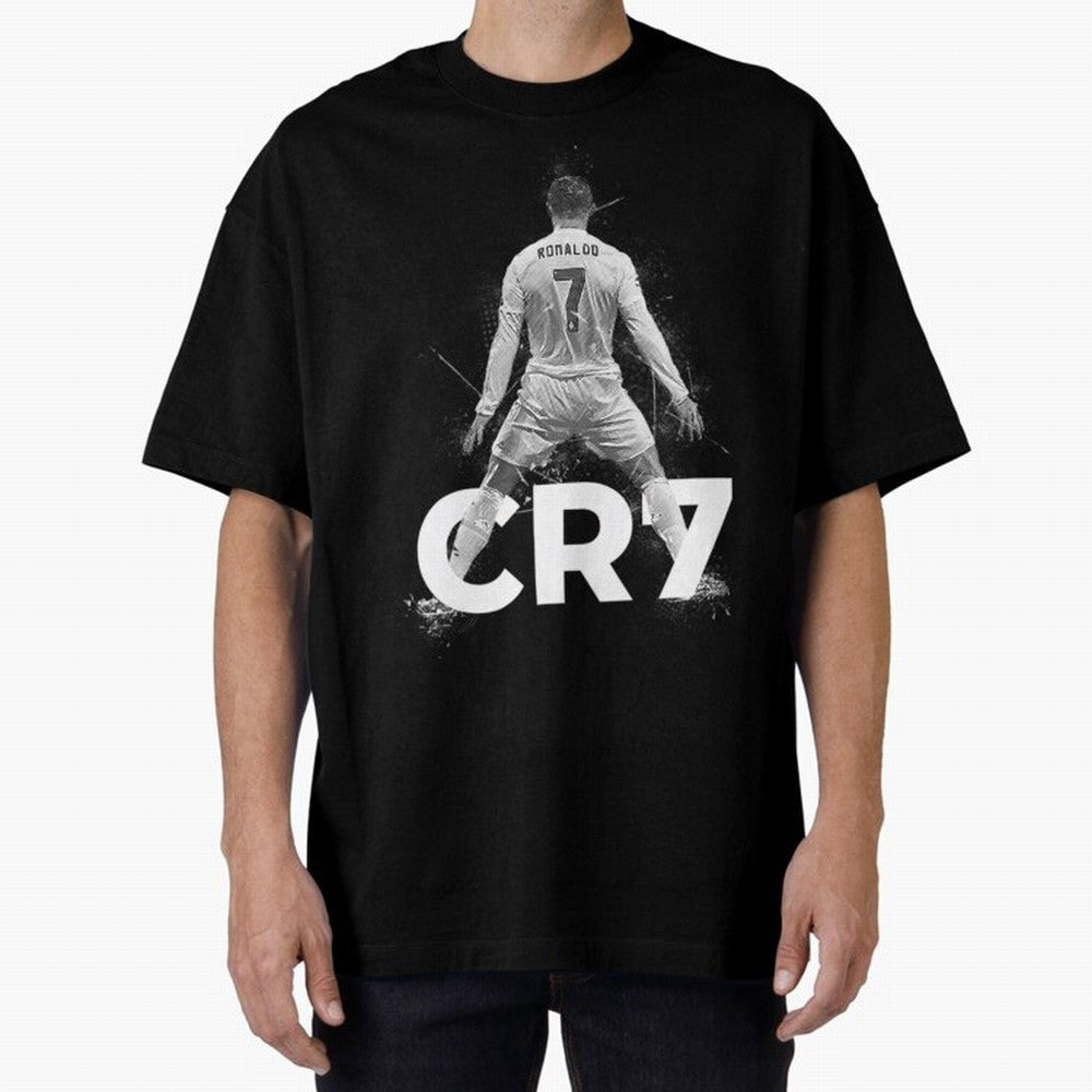 CR7 Ronaldo Celebration Artwork For Football Fans Gift For Soccer Enthusiasts Oversized T-Shirt Honor the Football Icons of FIFA World Cup 2026 Group Stage Spirit, Highlighting France and Portugal, Messi, CR7 and Mbappe, Classic Soccer Heritage,