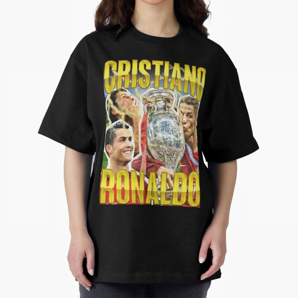 Ronaldo Siuuu Celebration Silhouette Design For Football Fans, Gift For Soccer Enthusiasts Oversized T-Shirt Keep the Legacy of FIFA World Cup 2026 Spirit, Filled with England and Germany, Messi, Neymar and Mbappe, Football Passion, Legendary