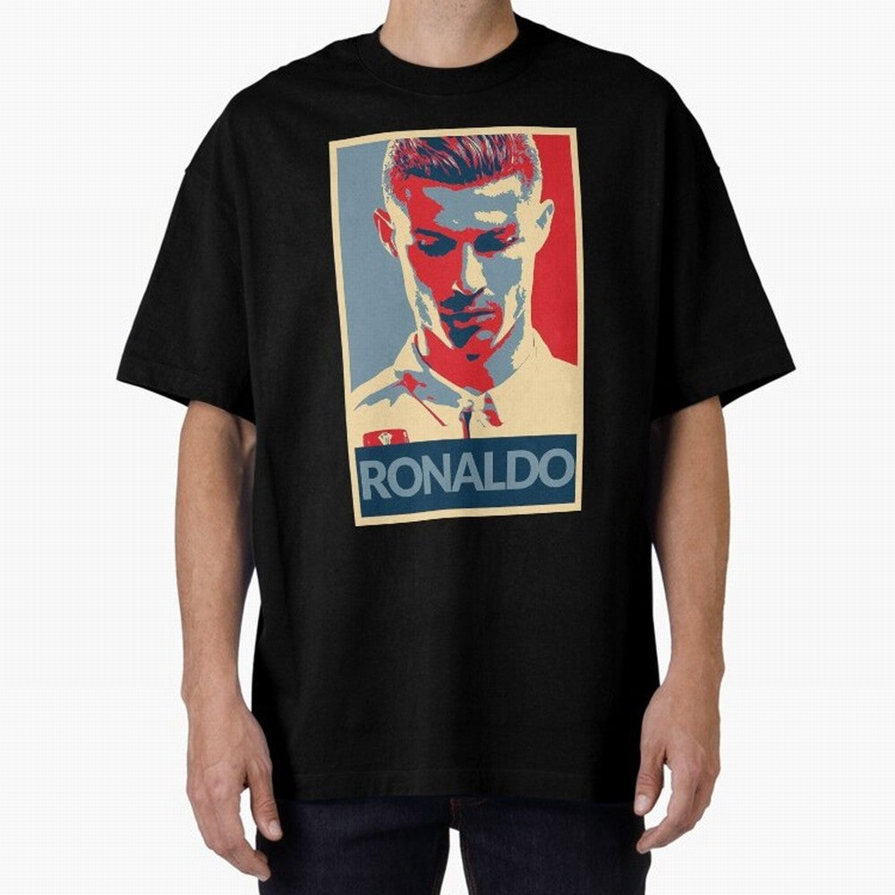 Ronaldo Poster Style Pop Art Design For Football Fans Gift For Soccer Enthusiasts Oversized T-Shirt Make the Season About Global Football Passion for FIFA World Cup 2026 USA Canada Mexico, Featuring Messi, CR7 and Mbappe, Argentina, France and