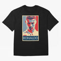 Ronaldo Poster Style Pop Art Design For Football Fans Gift For Soccer Enthusiasts Oversized T-Shirt Make the Season About Global Football Passion for FIFA World Cup 2026 USA Canada Mexico, Featuring Messi, CR7 and Mbappe, Argentina, France and
