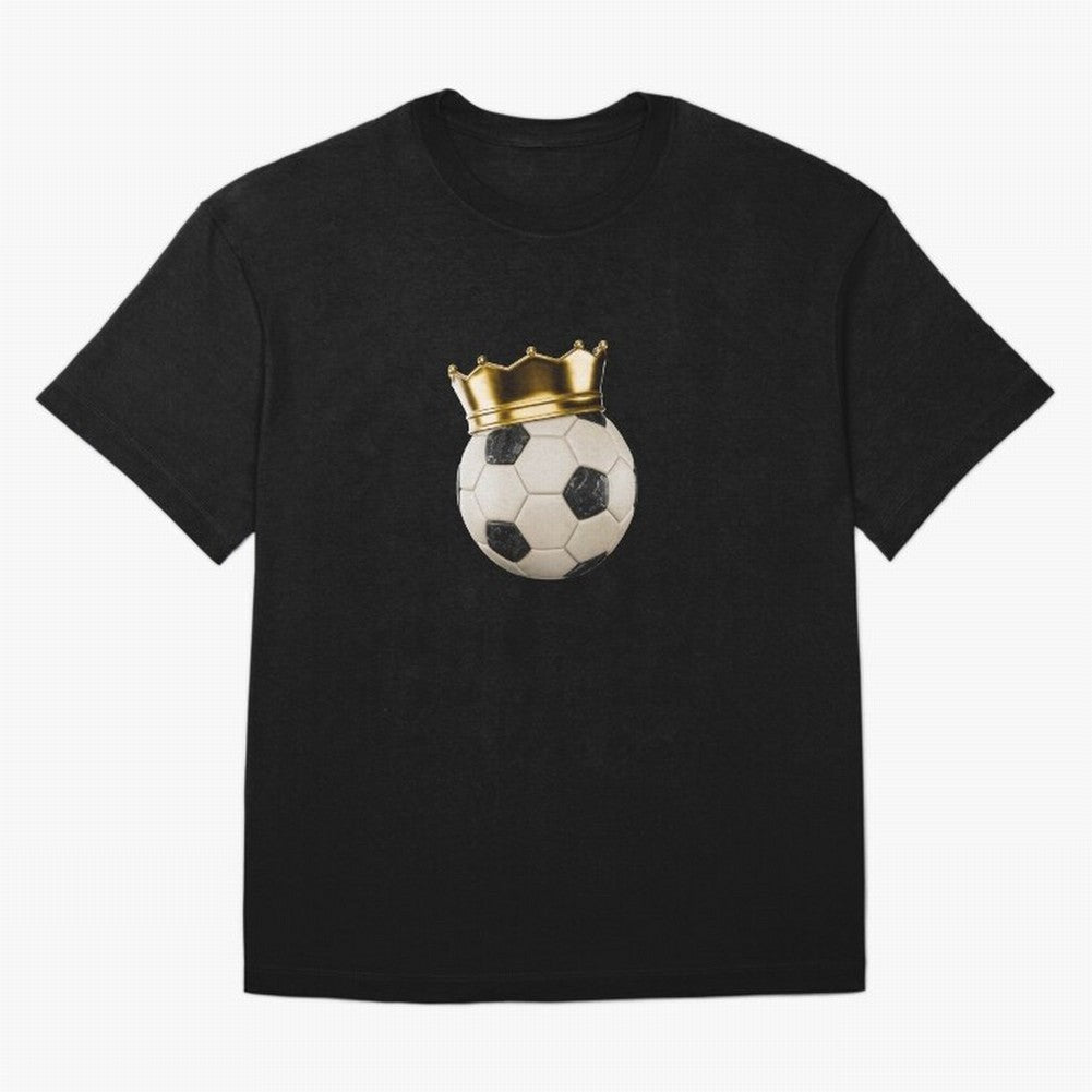 Soccer Ball with Kings Crown, Sticker Illustration Oversized T-Shirt Join Supporters Worldwide for the FIFA World Cup 2026 USA Canada Mexico Journey through CR7 Highlights, England Pride, Stadium Chants, National Pride, Trophy Dreams and