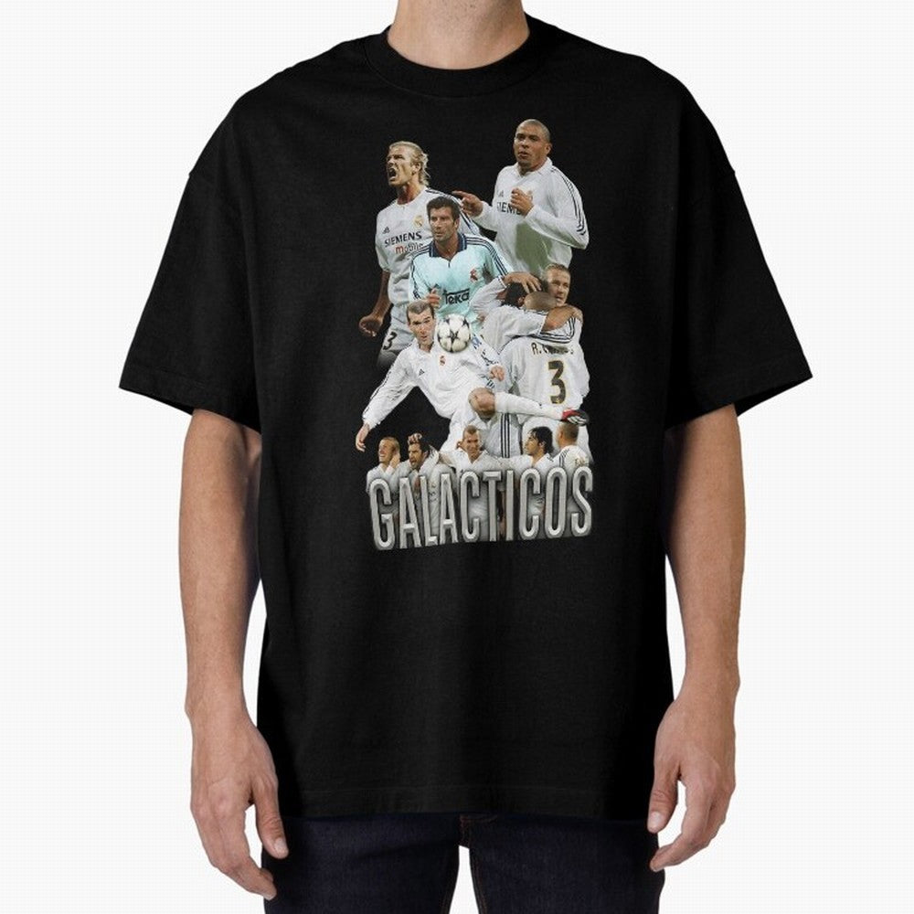 Real Madrid Galacticos Soccer Legends Collage Poster Oversized T-Shirt Experience Match Day Hype around FIFA World Cup 2026 Group Stage, Messi, Neymar and Mbappe, Germany, Sports Nostalgia, International Competition, Famous Players and