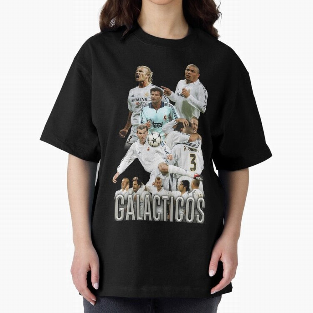 Real Madrid Galacticos Soccer Legends Collage Poster Oversized T-Shirt Experience Match Day Hype around FIFA World Cup 2026 Group Stage, Messi, Neymar and Mbappe, Germany, Sports Nostalgia, International Competition, Famous Players and