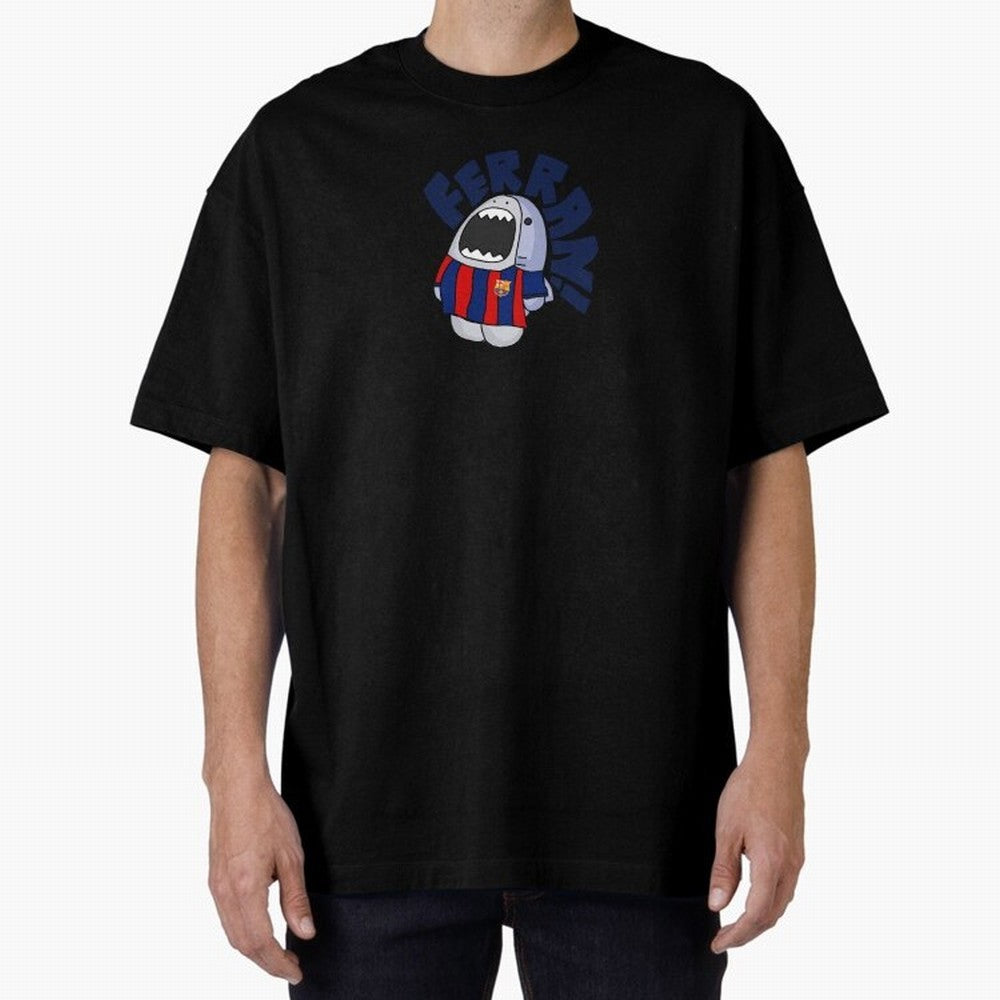 Ferran shark sticker Oversized T-Shirt Support Your Favorite Stars during FIFA World Cup 2026 Group Stage for Fans of Mbappe and France and Portugal, Bringing Vintage Soccer Flavor, Modern Football Stars, National Flags and Final Night Emotion;