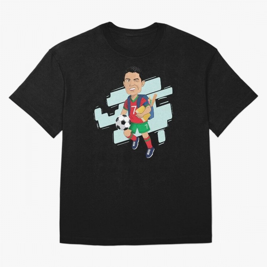 BACK TO SCHOOL - CARICATURE - CHRISTIANO - RONALDO Oversized T-Shirt Show Support during Global Football Passion for FIFA World Cup 2026 USA Canada Mexico, Driven by Mbappe, Portugal, Supporter Pride, Iconic Celebrations, Legendary Names and Global