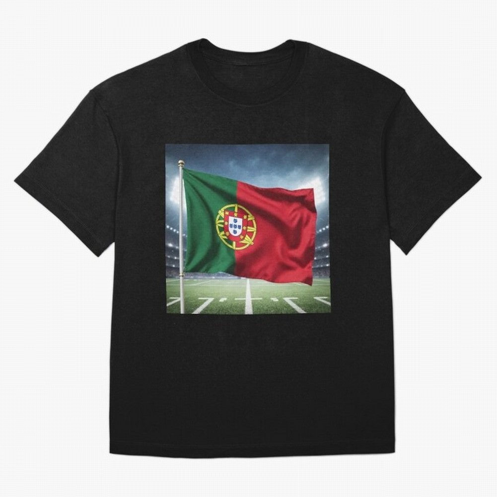 Portugal Flag 3D Football Design ¨C Supporters Portugal Oversized T-Shirt Share the Excitement of Match Day Hype around FIFA World Cup 2026 USA Canada Mexico, Messi, Neymar and Mbappe, Spain and Netherlands, Sports Nostalgia, International