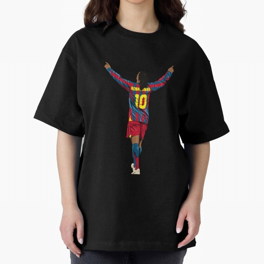 Ronaldinho Oversized T-Shirt Showcase FIFA World Cup 2026 USA Canada Mexico Spirit, Centered on Germany, Mbappe and Neymar, Vintage Soccer Flavor, Modern Football Stars, National Flags and Final Night Emotion; Ideal for Fans Who Follow Messi,