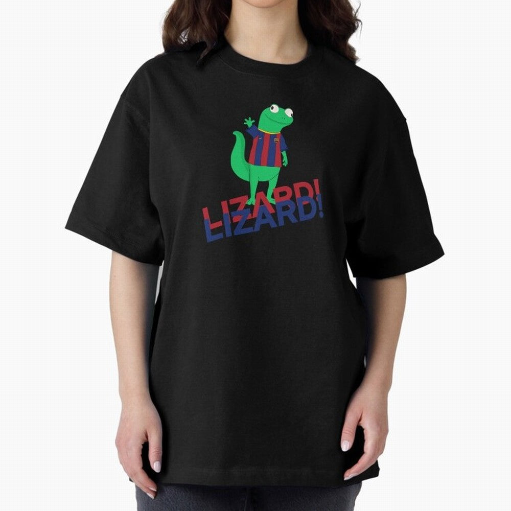 Viral lizard meme fcbarcelona Oversized T-Shirt Show Support during FIFA World Cup 2026 Group Stage for Fans of Mbappe and Neymar and Spain, Bringing Football Festival Excitement, Trophy Ambitions, Country Rivalries and Star Player Buzz; Perfect