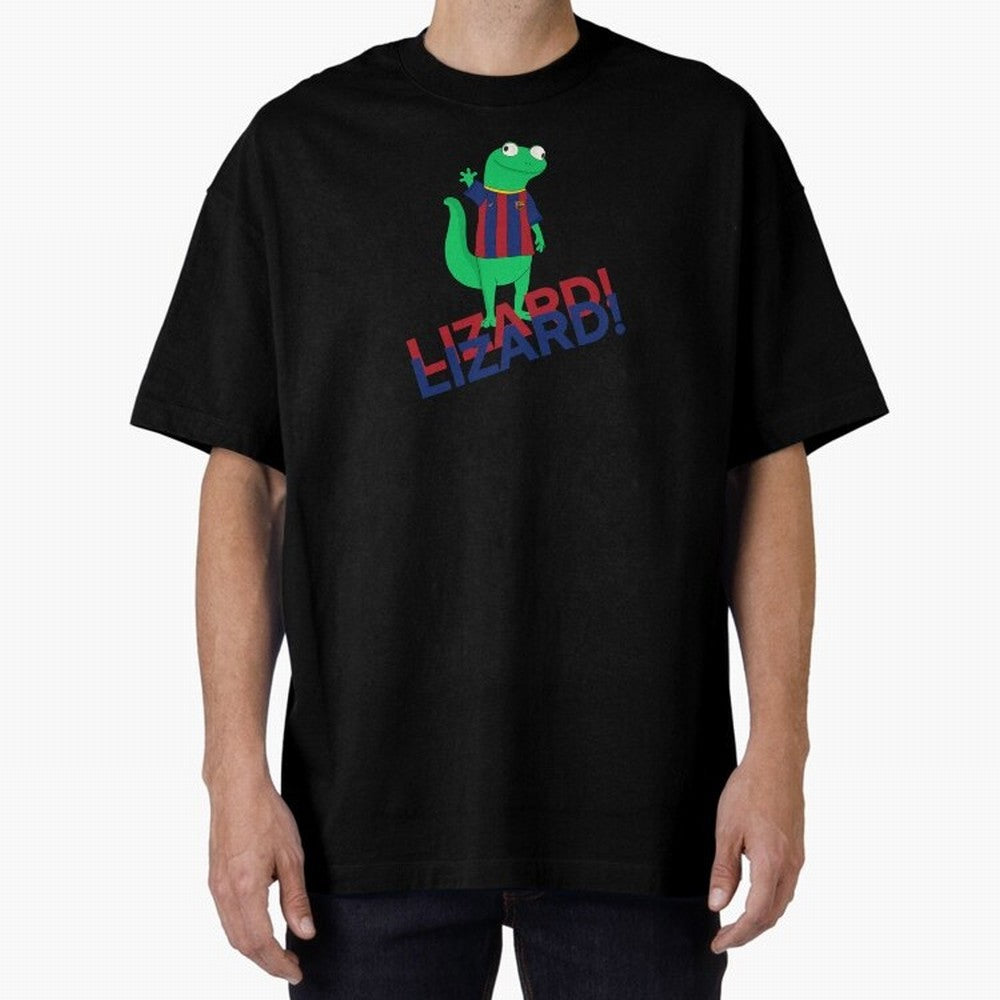 Viral lizard meme fcbarcelona Oversized T-Shirt Show Support during FIFA World Cup 2026 Group Stage for Fans of Mbappe and Neymar and Spain, Bringing Football Festival Excitement, Trophy Ambitions, Country Rivalries and Star Player Buzz; Perfect