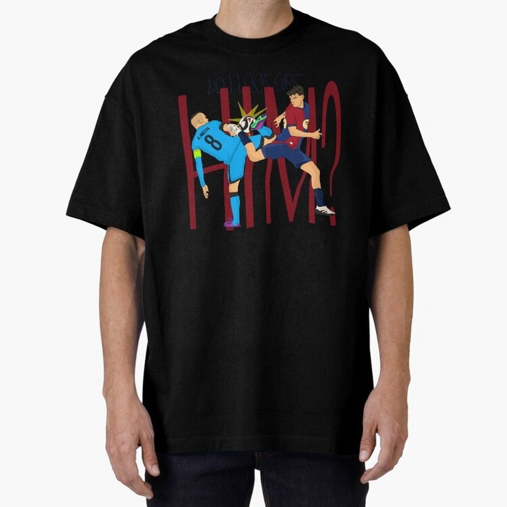 Iniesta and pedri the past and present Oversized T-Shirt Follow Every Goal of Match Day Hype around FIFA World Cup 2026 Group Stage, CR7, Spain, Game Day Rituals, Football Legends, Country Pride and the Road to the Final; Perfect for People Who