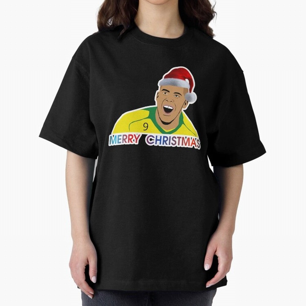 Ronaldo Christmas illustration Oversized T-Shirt Carry Match Day Hype around FIFA World Cup 2026 Group Stage, Mbappe and Neymar, Brazil, Portugal and Argentina, Tournament Hype, Historic Matchups, Family Viewing Parties and Global Sports Pride;
