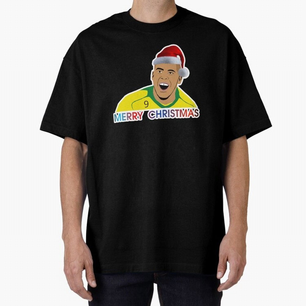 Ronaldo Christmas illustration Oversized T-Shirt Carry Match Day Hype around FIFA World Cup 2026 Group Stage, Mbappe and Neymar, Brazil, Portugal and Argentina, Tournament Hype, Historic Matchups, Family Viewing Parties and Global Sports Pride;