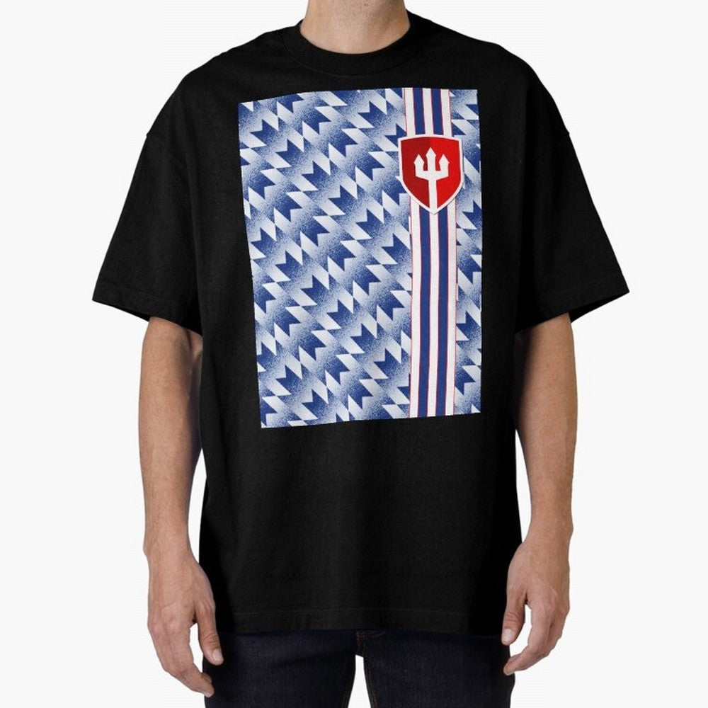Manchester United 94 Away Jersey Pattern Oversized T-Shirt Back the Journey through FIFA World Cup 2026 USA Canada Mexico for Fans of Messi, CR7 and Mbappe and England, France and Netherlands, Bringing Soccer Culture, Superstar Moments, National