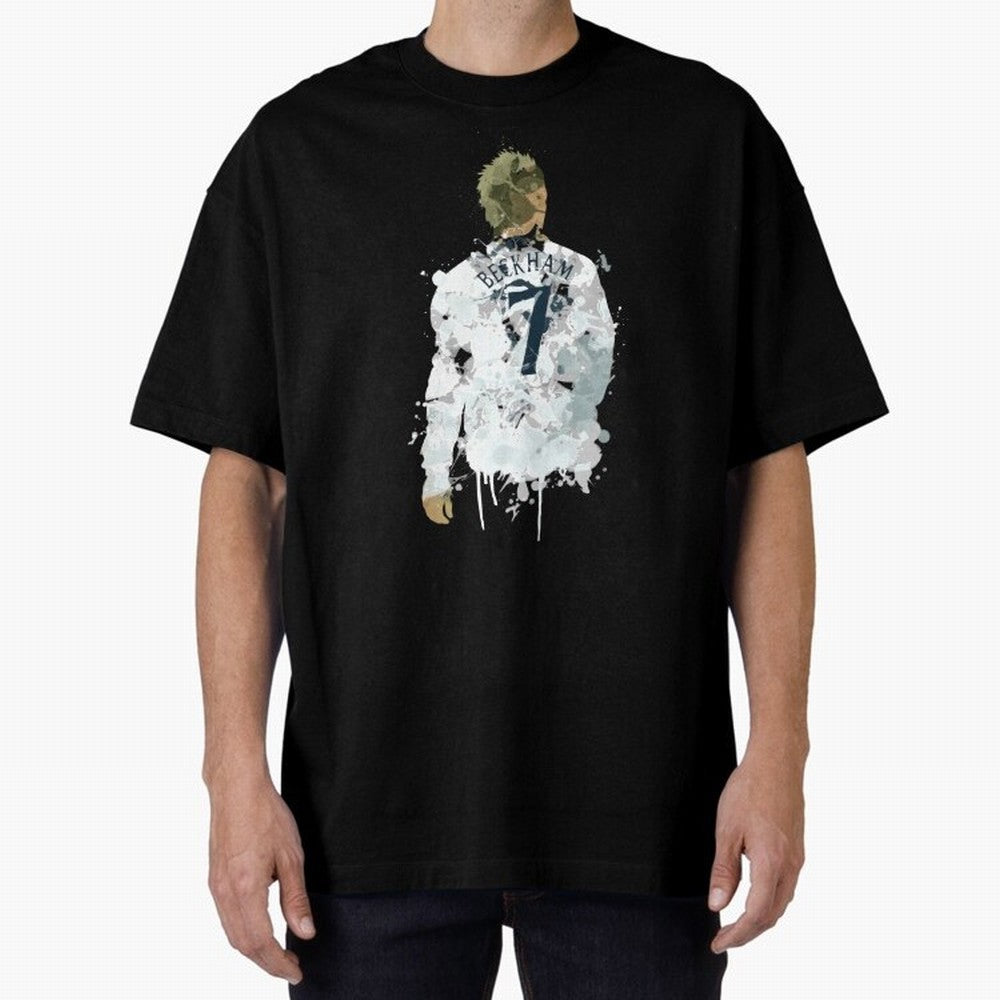 David Beckham England Captain Art Oversized T-Shirt Discover Global Football Passion for FIFA World Cup 2026 USA Canada Mexico, Filled with Cristiano Ronaldo, Haaland and CR7, France and Portugal, Sports Nostalgia, International Competition, Famous
