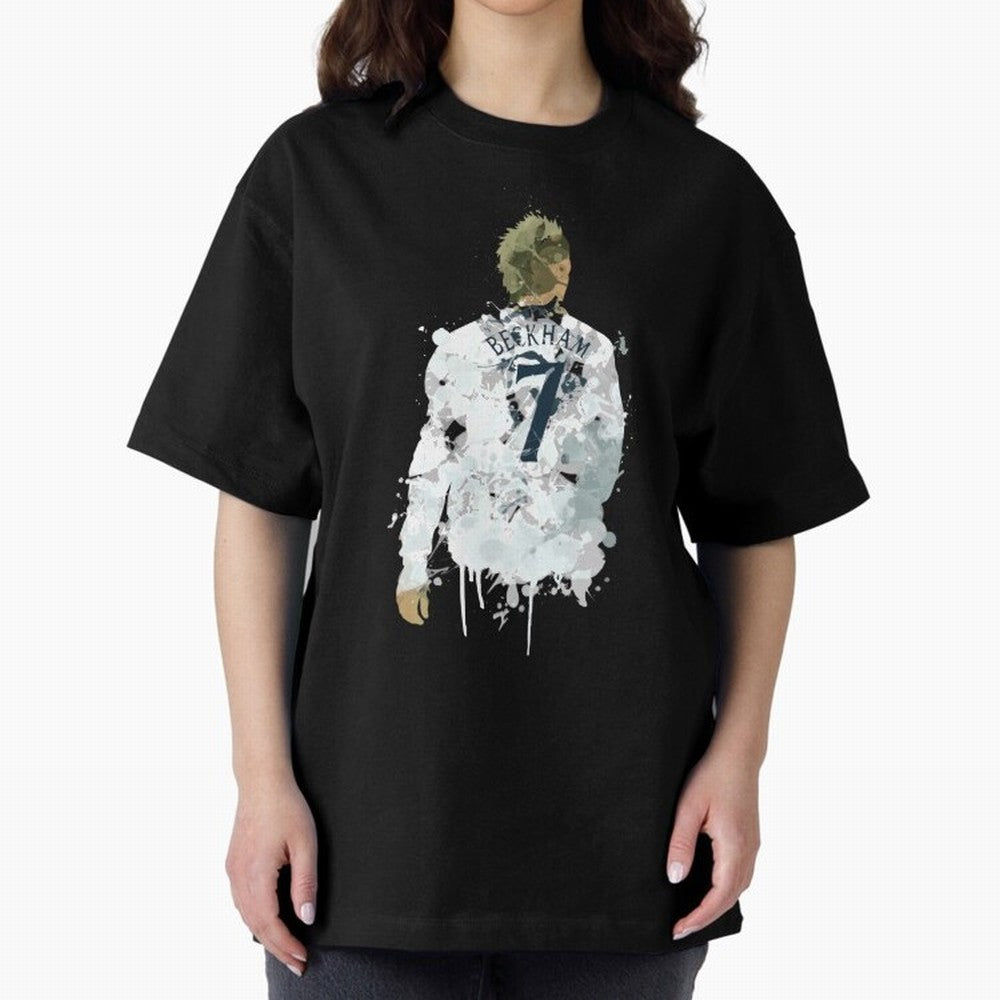 David Beckham England Captain Art Oversized T-Shirt Discover Global Football Passion for FIFA World Cup 2026 USA Canada Mexico, Filled with Cristiano Ronaldo, Haaland and CR7, France and Portugal, Sports Nostalgia, International Competition, Famous