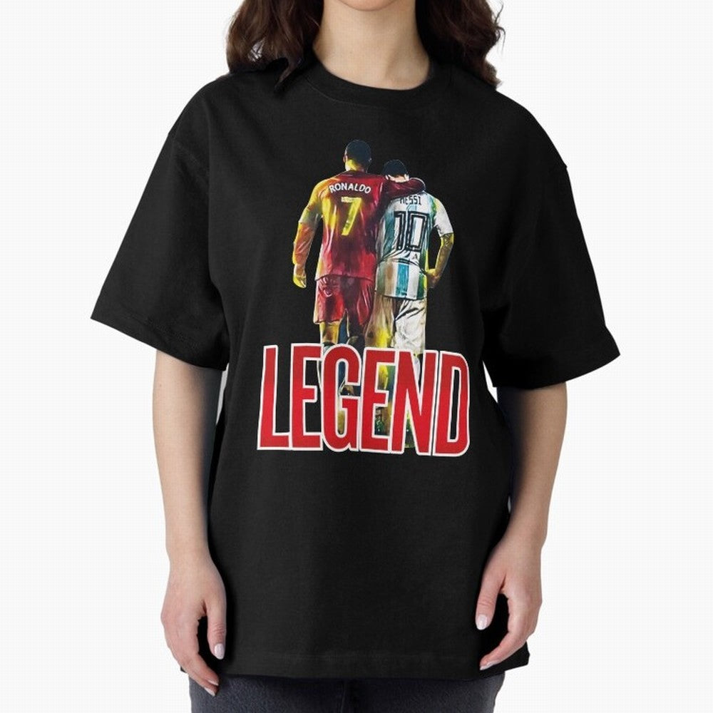 LEGEND MESSI & RONALDO POSTER Oversized T-Shirt Support Iconic Players in FIFA World Cup 2026 Group Stage Celebrating Mbappe and Neymar, Argentina, France and Brazil Energy, Goal Celebration Energy, Supporter Heritage, Football Icons and Worldwide