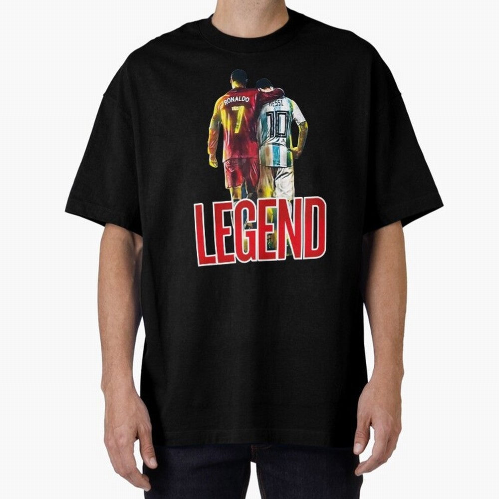 LEGEND MESSI & RONALDO POSTER Oversized T-Shirt Support Iconic Players in FIFA World Cup 2026 Group Stage Celebrating Mbappe and Neymar, Argentina, France and Brazil Energy, Goal Celebration Energy, Supporter Heritage, Football Icons and Worldwide
